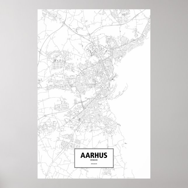 Póster Aarhus, Dinamarca (preto no branco) (Frente)