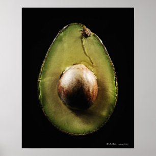 Póster Abacate, fruta, fundo preto