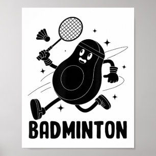 Poster Abacate Jogando Badminton Alimentação Saudável Veg