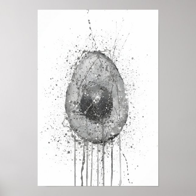 Poster Abacate Vegetal Cinza (Frente)
