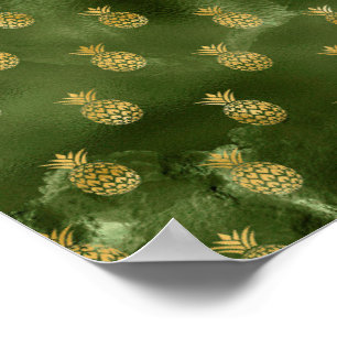 Poster Abacaxi Amarelo Verde de Jungle Fruta Tropical