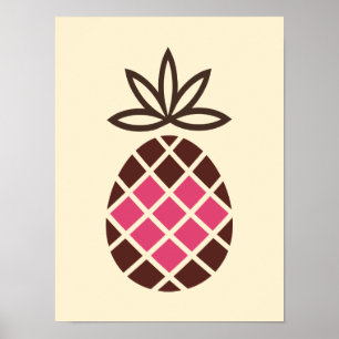 Poster Abacaxi de chocolate com coração rosa