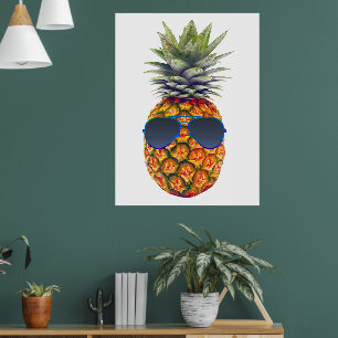 Poster Abacaxi Gigante Usando Óculos de Sol, Amantes de C