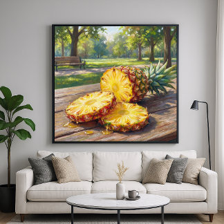 Poster Abacaxi Suculento - Estilo de Pintura Pastel