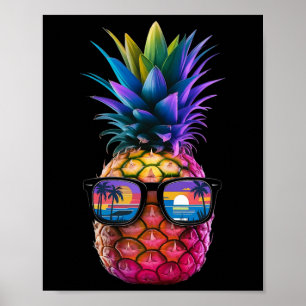 Poster Abacaxi Sungles Aloha Praias Havaí Festa Havaiano