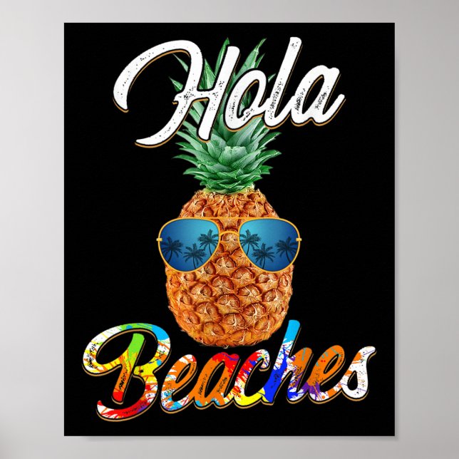 Poster Abacaxi Sungles Hola Beaches _ Fácil Fábrica de Pr (Frente)