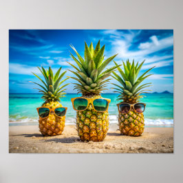Poster Abacaxis com óculos de sol estilosos