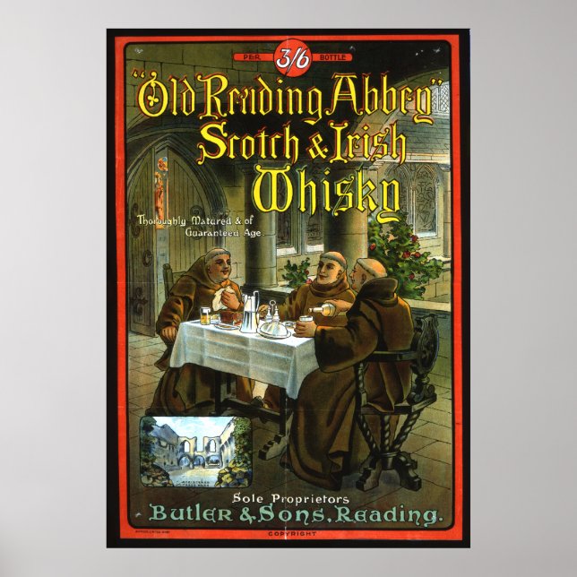 Póster Abadia de Leitura Antiga Whisky (Frente)
