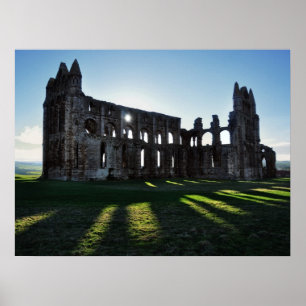 Póster Abadia de Whitby no por do sol