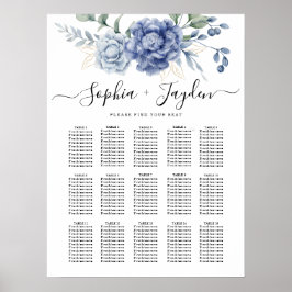 Poster Abastecimentos de Casamentos Vermelhos Azuis Elega