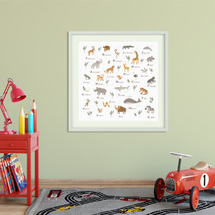 Poster ABC Aprendendo animais selvagens