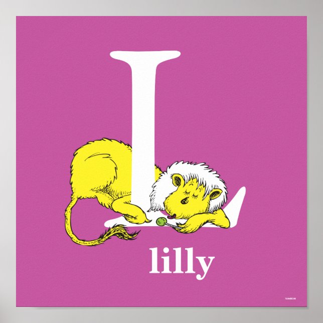 Poster ABC do Dr. Seuss: Letra L - Branco | Adicione seu  (Frente)