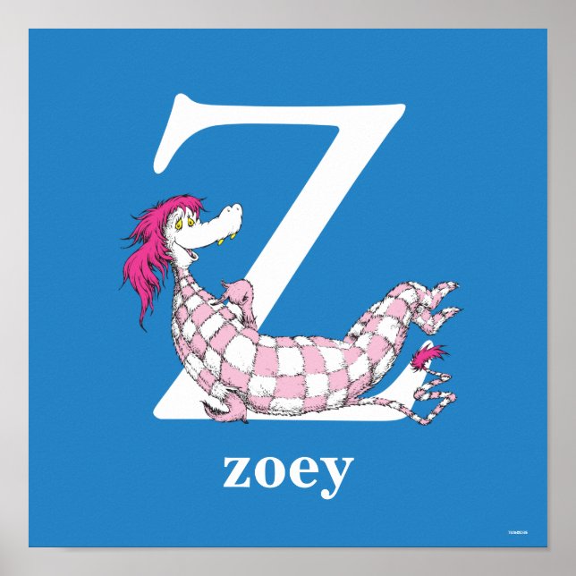 Poster ABC do Dr. Seuss: Letra Z - Branco | Adicione seu  (Frente)