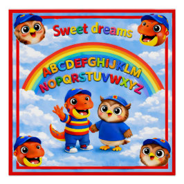 Póster ABC rainbow sweet dreams poster for toddlers and k