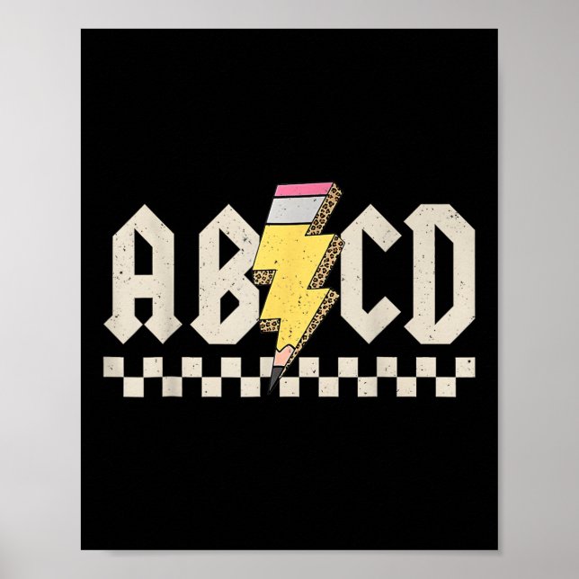 Poster Abcd Pencil Lightning Bolt Teacher Back To School  (Frente)