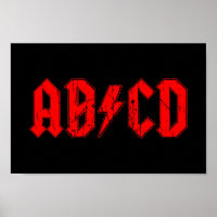 ABCD rock símbolo engraçado falso acdc piada