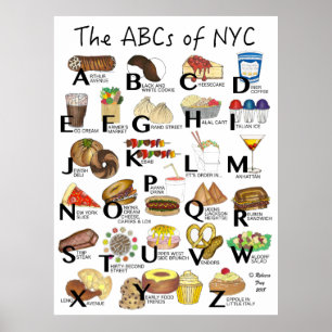 Poster ABCs do alfabeto Nova Iorque Icônico NYC