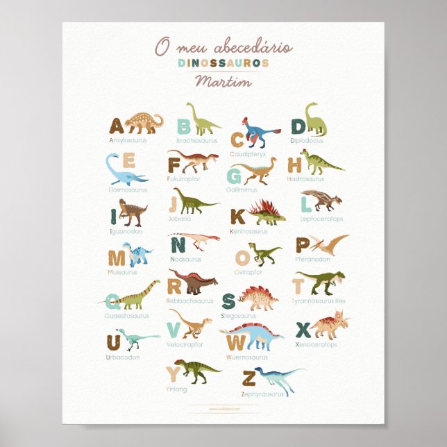 Poster Abecedário Dinossauros (português) (Frente)