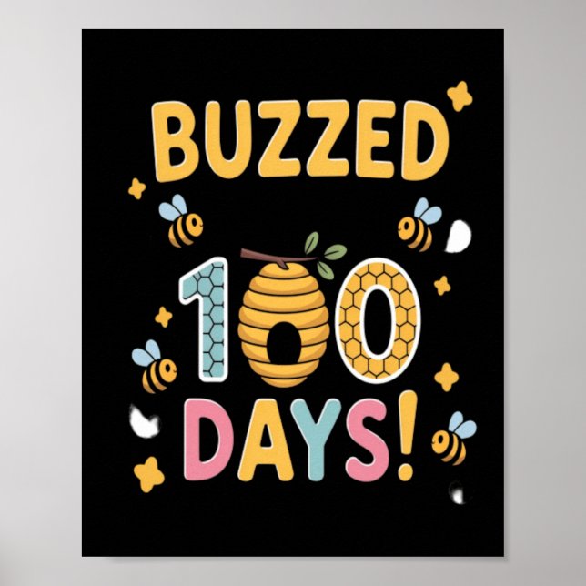 Poster Abeia Através de 100 Dias Professora Bee (Frente)