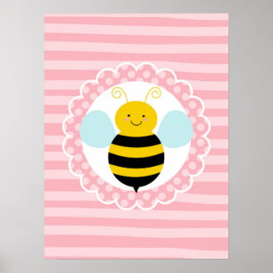 Poster Abeja Bumble Fofa - Amarelo Rosa