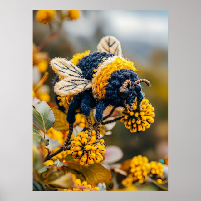 Poster Abeja de Feltro em Flores em Flor (Frente)