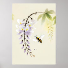 Abeja de Tinta Chinesa na glicínias