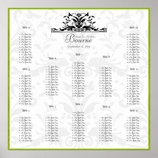 Póster Abeja Negra Damask - você escolhe a cor da borda (Frente)