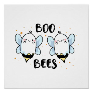 Póster Abejas Fantasmas Lindas - Halloween Divertido em b