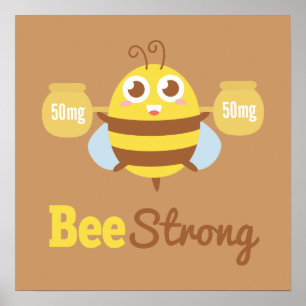 Poster Abelha Bonita Com Potes De Mel Abelha Forte Decora