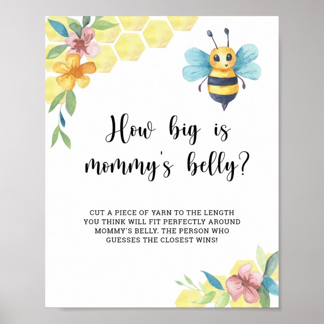 Poster abelha Bumble quão grande é a barriga da mamãe jog (Frente)