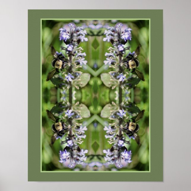 Poster Abelha De Bumble Na Flor Roxa Feche A Abstrato (Frente)
