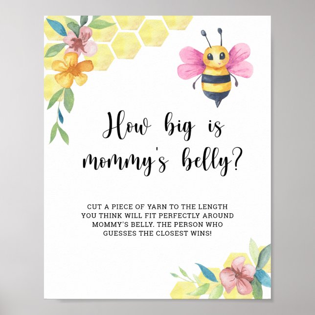 Poster Abelha Rosa quão grande é a barriga da mamãe jogo (Frente)