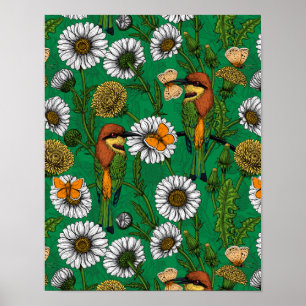 Poster Abelhas comem num campo de primavera