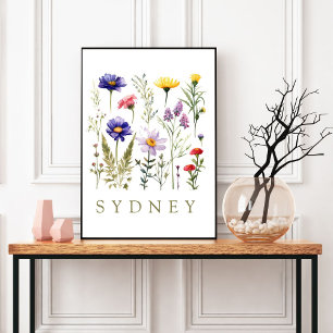 Poster Abelhas Vintage e Flores Selvagens modernas