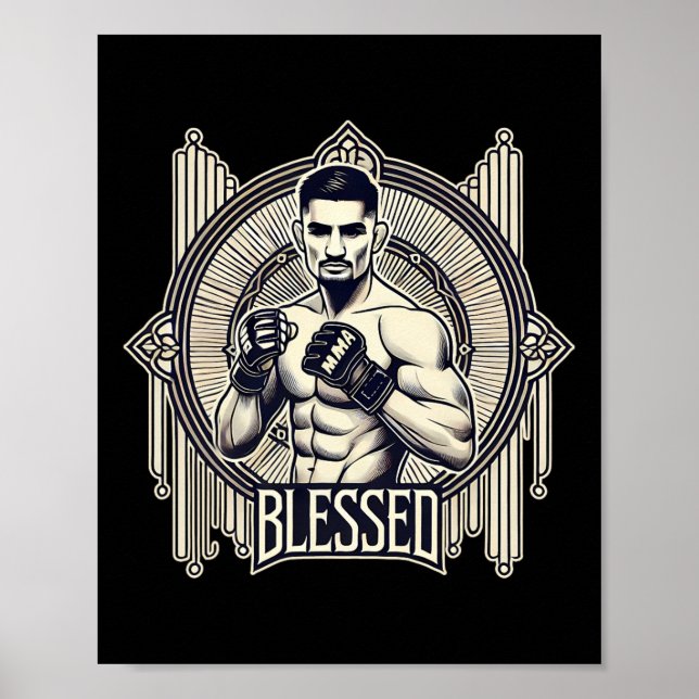 Poster Abençoada Mma Bjj Kickboxing Muay Thai Boxage F (Frente)