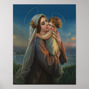 Poster Abençoada Virgem Maria Madonna com Criança Jesus
