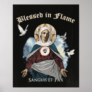Poster Abençoado em chamas - Design gótico