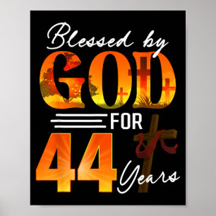 Poster Abençoado Por Deus Por 44 Anos Presente de Anivers