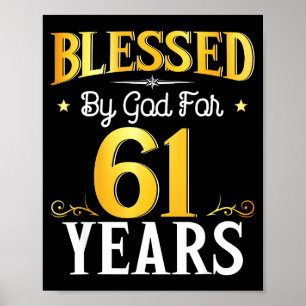 Poster Abençoado Por Deus Por 61 Anos 61º Aniversário Hom