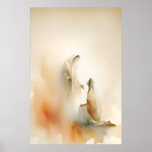 Poster Abençoado por Jesus Minimalista Aquarela Cristã