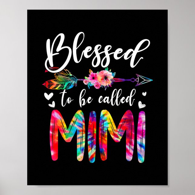 Poster Abençoado Seja Chamado Mãe Mimi Floral Tie Dye (Frente)