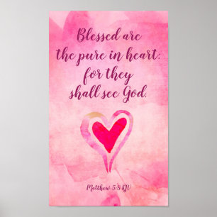 Poster Abençoados são os puros de coração - Matthew 5