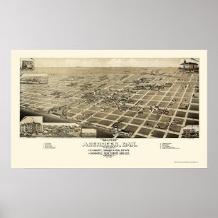 Poster Aberdeen, mapa panorâmico do SD - 1883