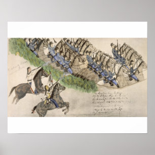 Poster Abertura da batalha do Little Big Horn (tinta