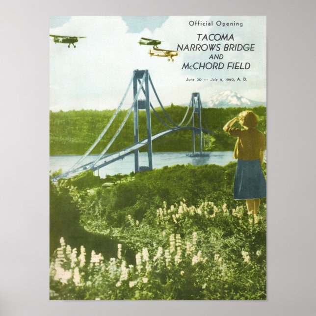 Poster Abertura oficial da ponte Tacoma - 1940 (Frente)