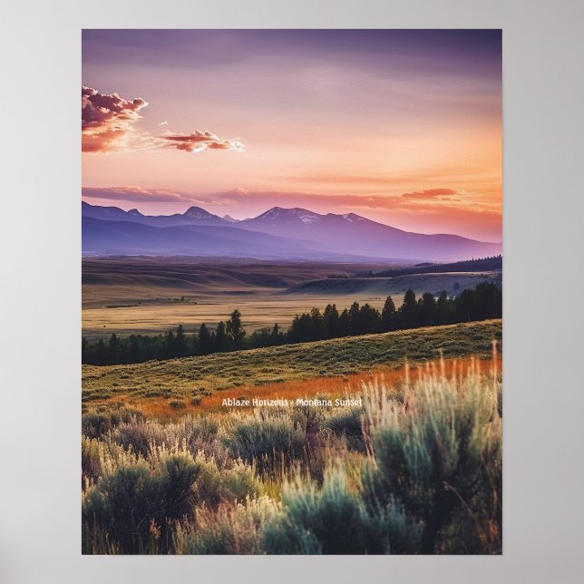 Poster Ablaze Horizons - Montana Sunset (Frente)