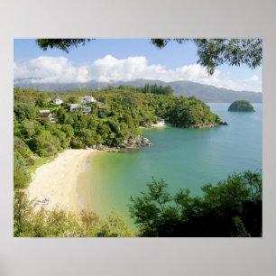 Poster Able Tasman NP, Nelson, Nova Zelândia. As muitas