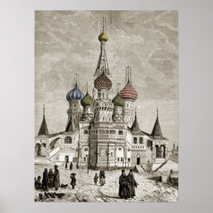 Poster Abóbada Theotokos da cebola do quadrado vermelho