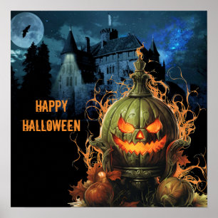 Poster Abóbora Assombrada e Halloween de Mansão