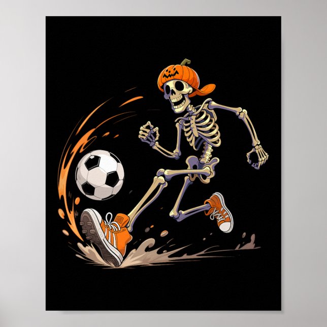 Poster Abóbora Cabeça de Jogador de Futebol Esqueleto Hal (Frente)